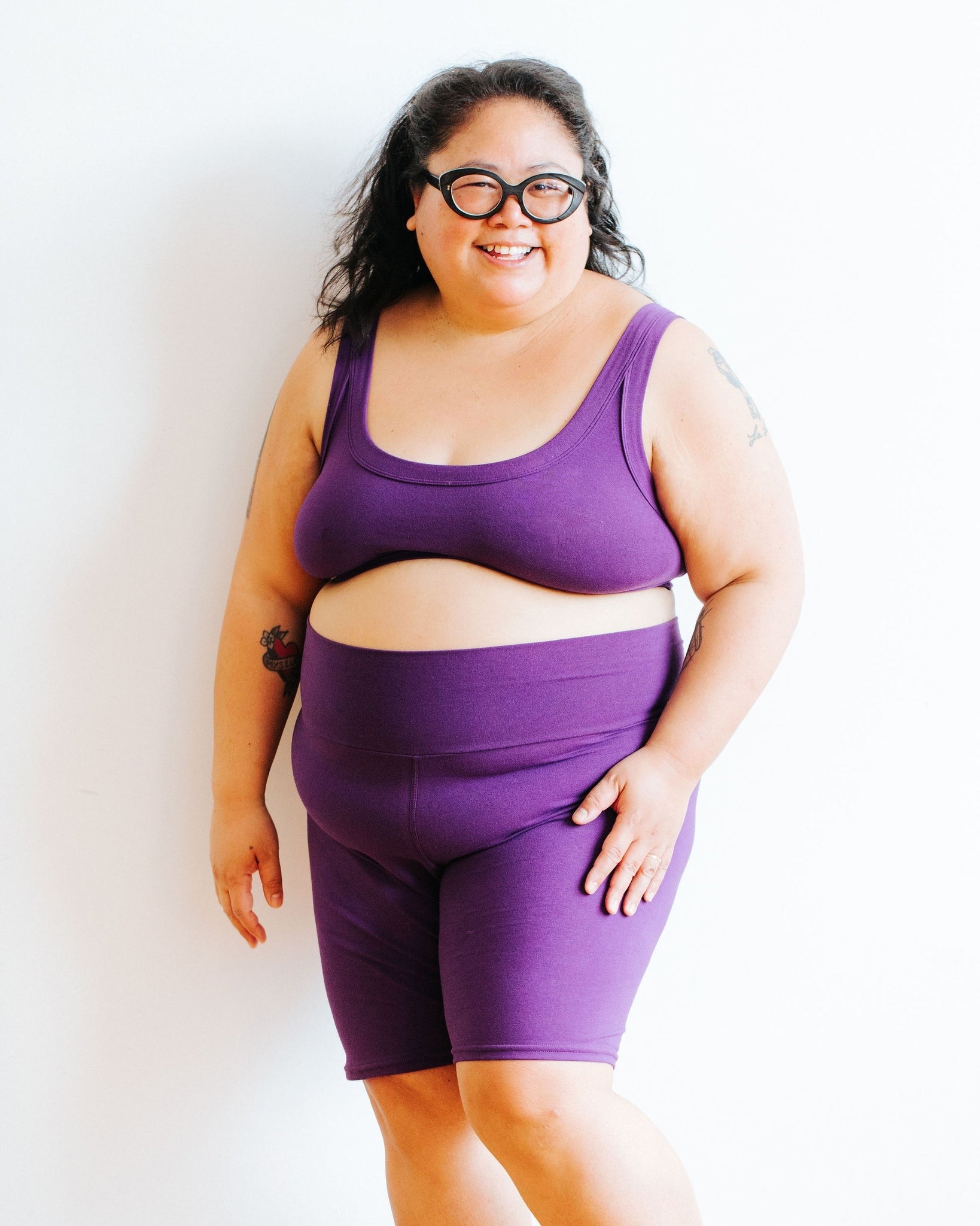 High Rise Bike Shorts in Deep Amethyst