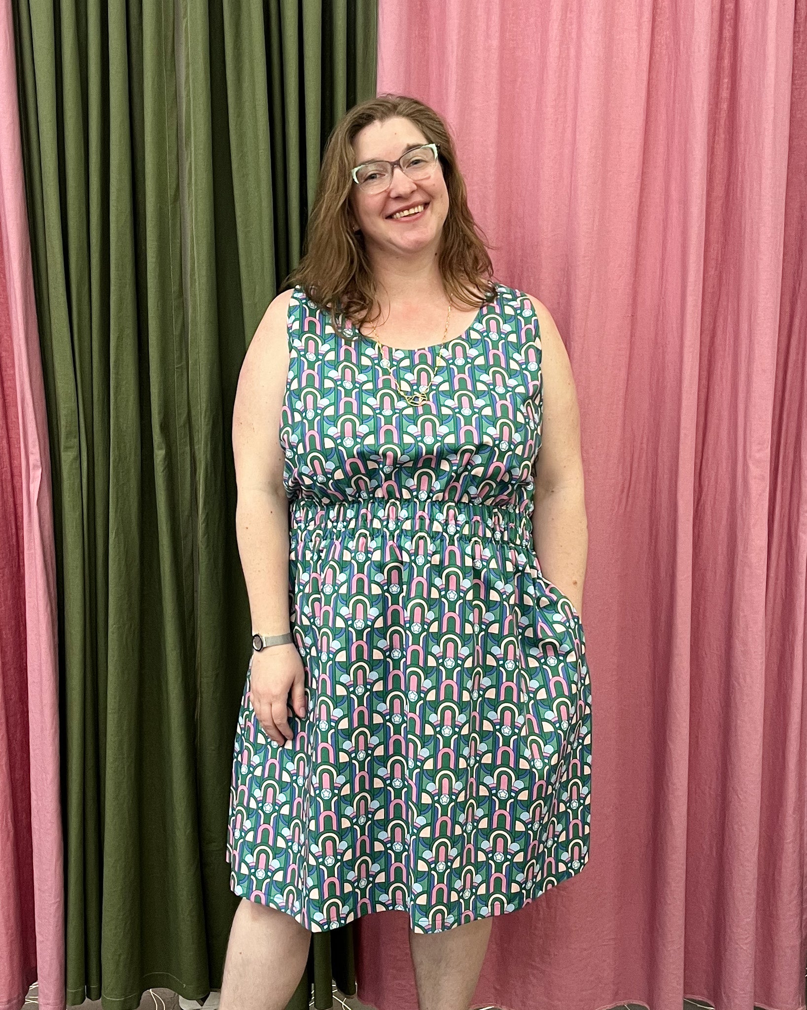 Debbie Dress in Groovy Arches