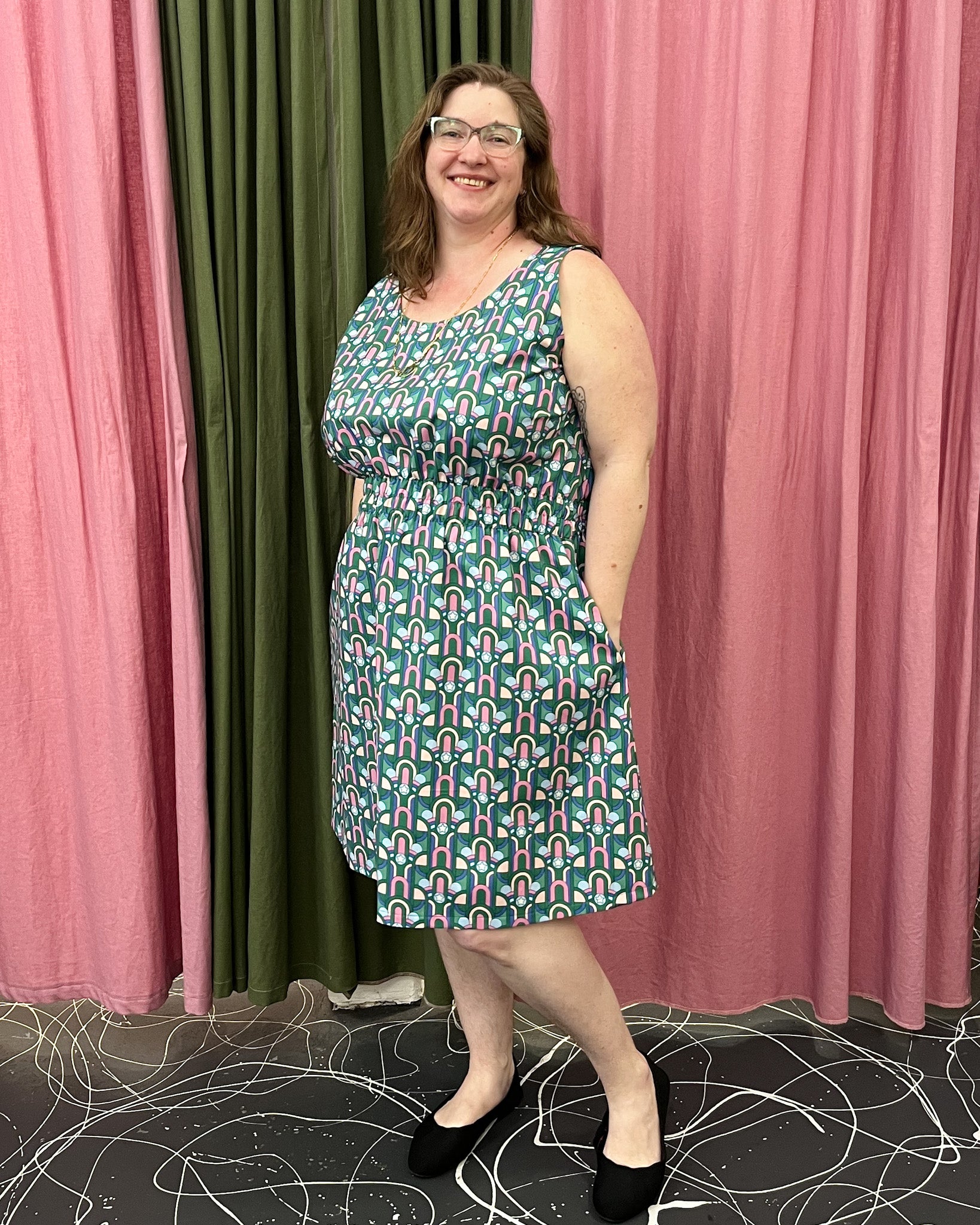 Debbie Dress in Groovy Arches