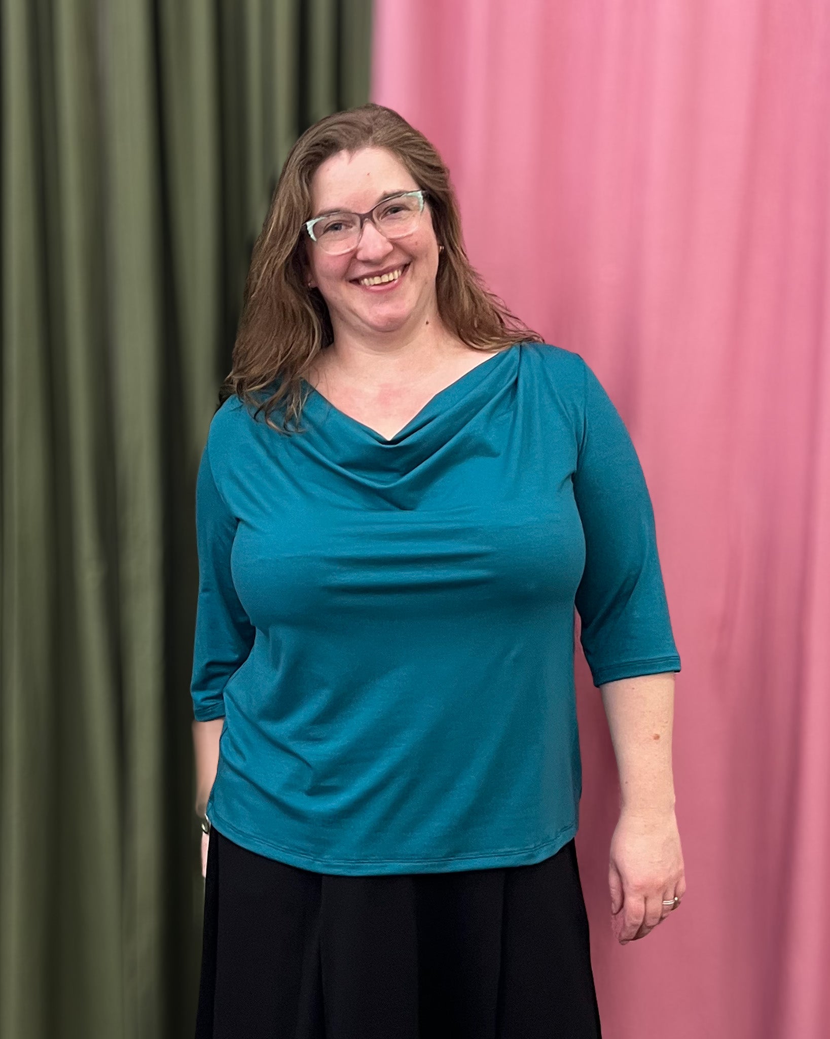 Barbara Blouse in Dark Turquoise Rayon