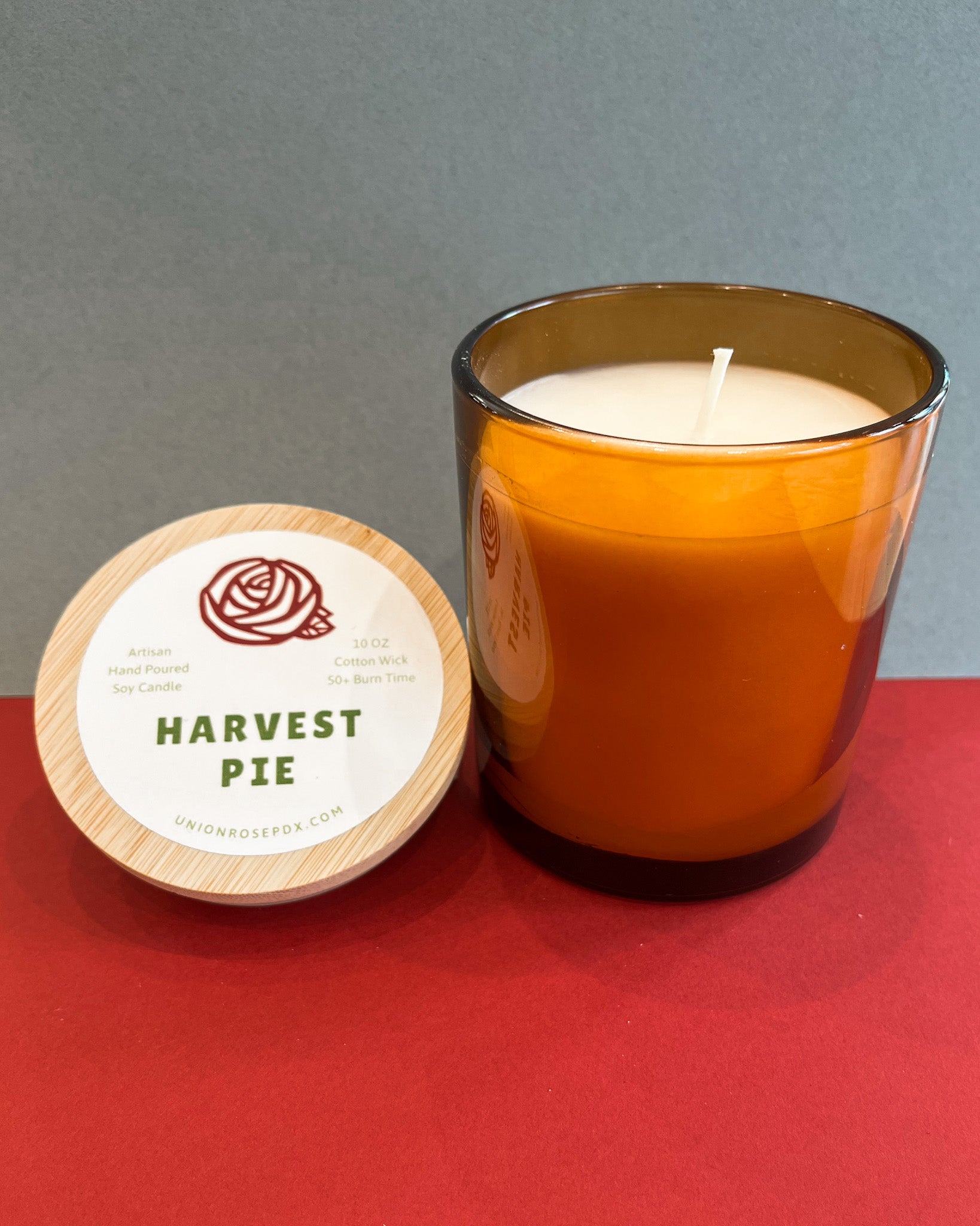 Harvest Pie 10 oz Soy Candle in Amber Glass