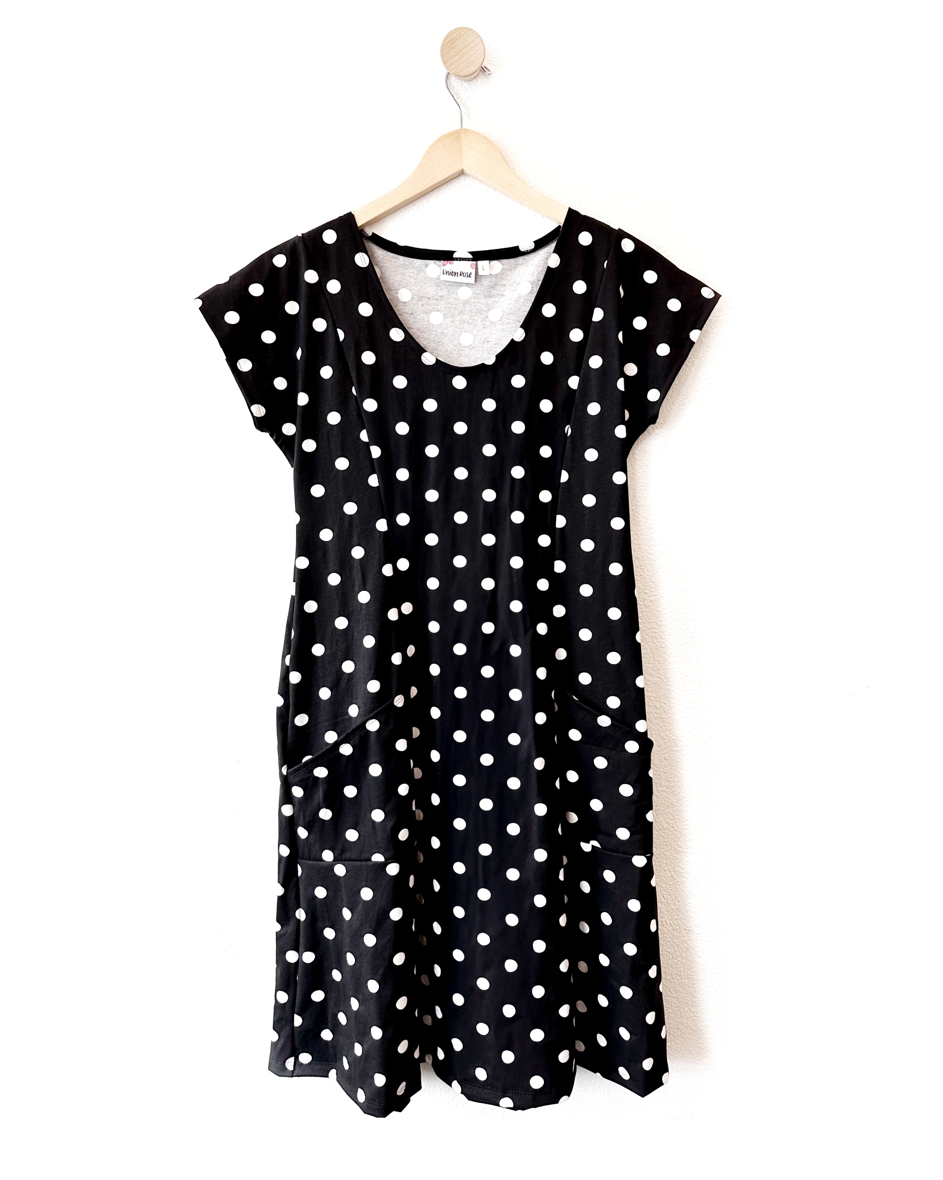 Jessica Dress in B+W Polka Dots- L only