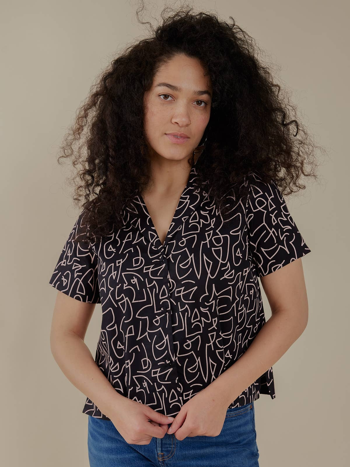 Camp Shirt in Black Lines