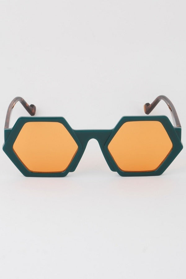 Tinted Hexagon Sunglasses