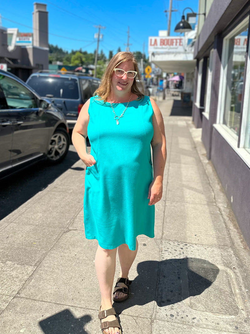 Robyn Dress in Turquoise Raw Silk