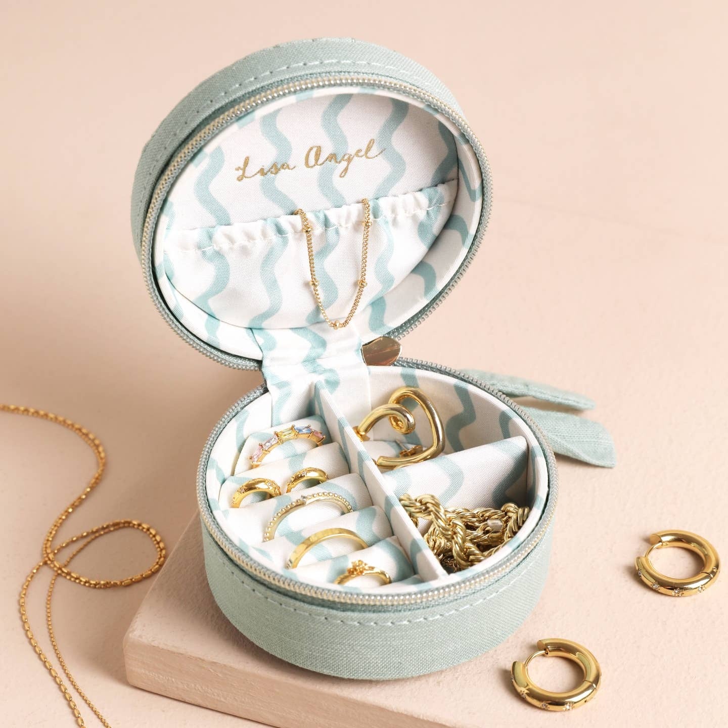 Quilted Linen Jewelry Travel Case