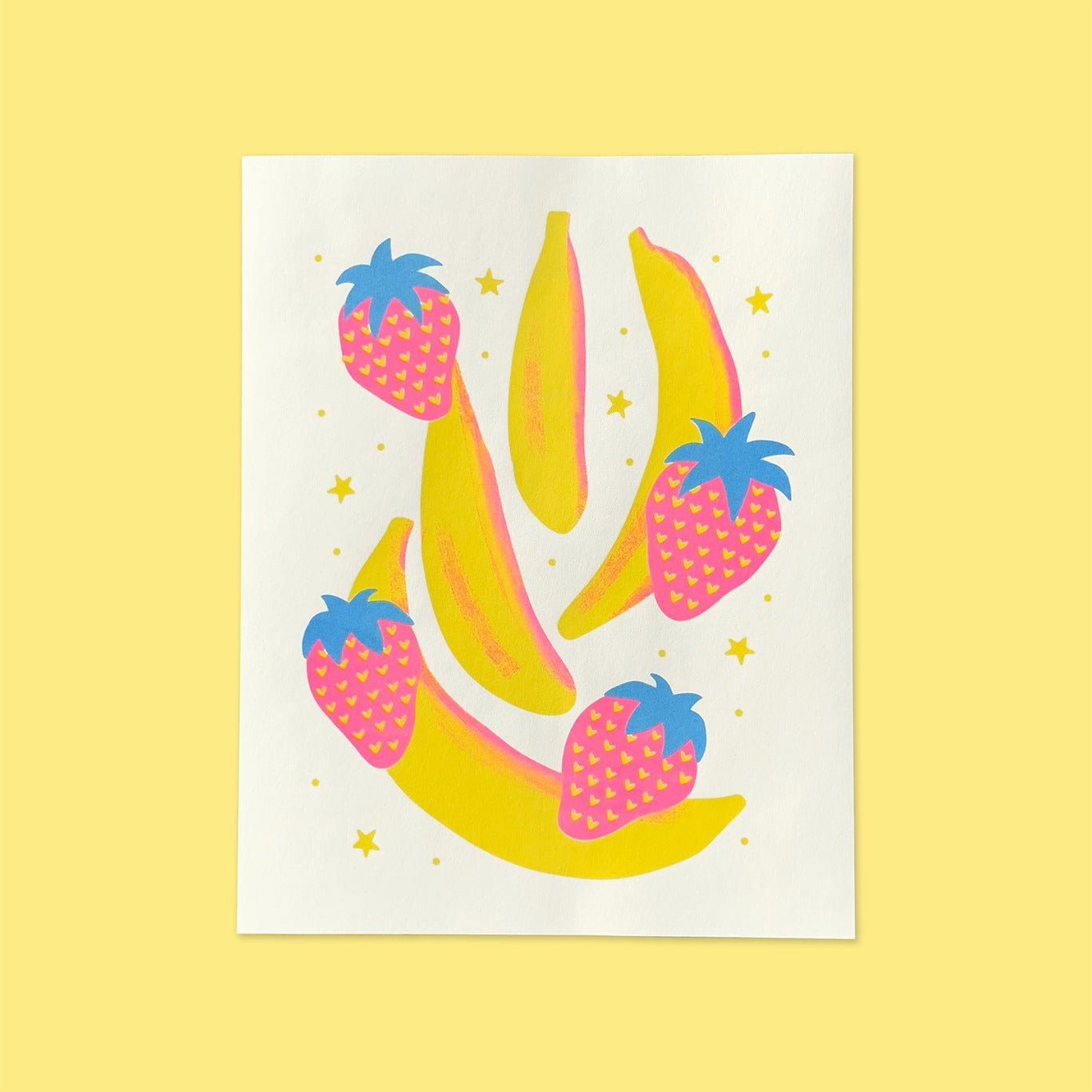 Strawberry Banana Risograph Print