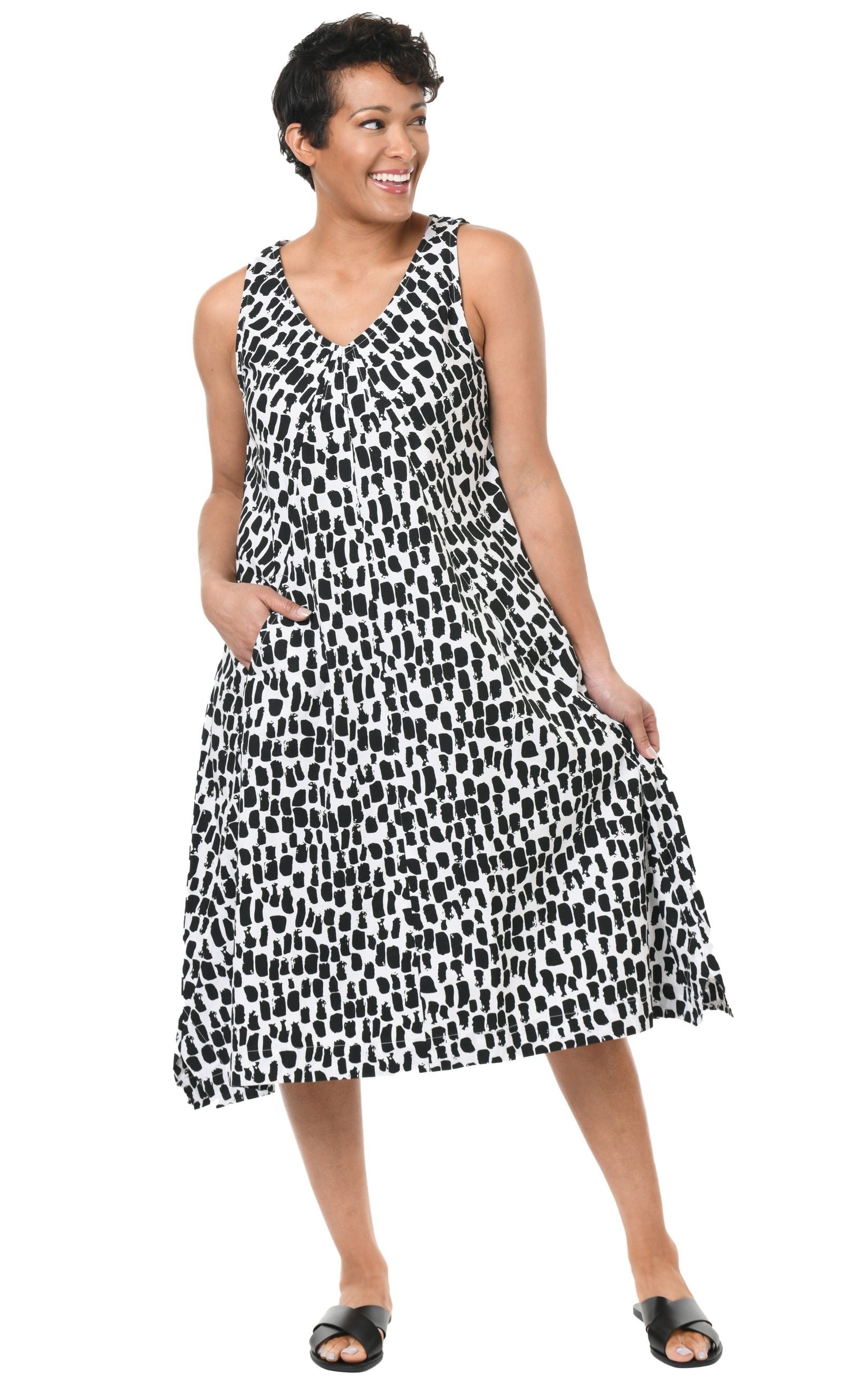 Folly Dress in B+W Cotton