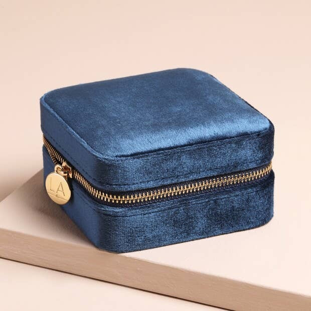 Square Velvet Jewelry Organizer in Navy