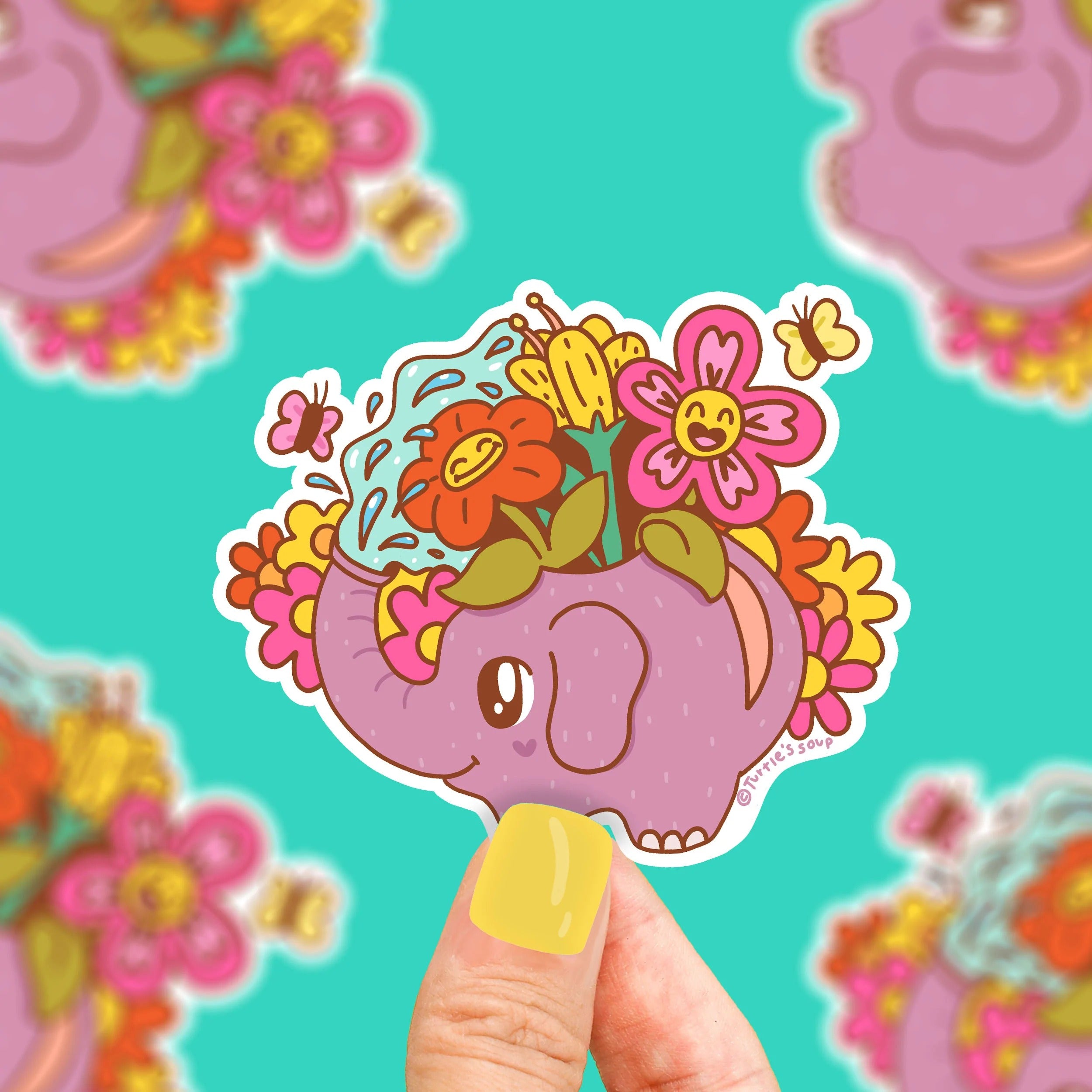 Elephant Watering Can Vinyl Sticker