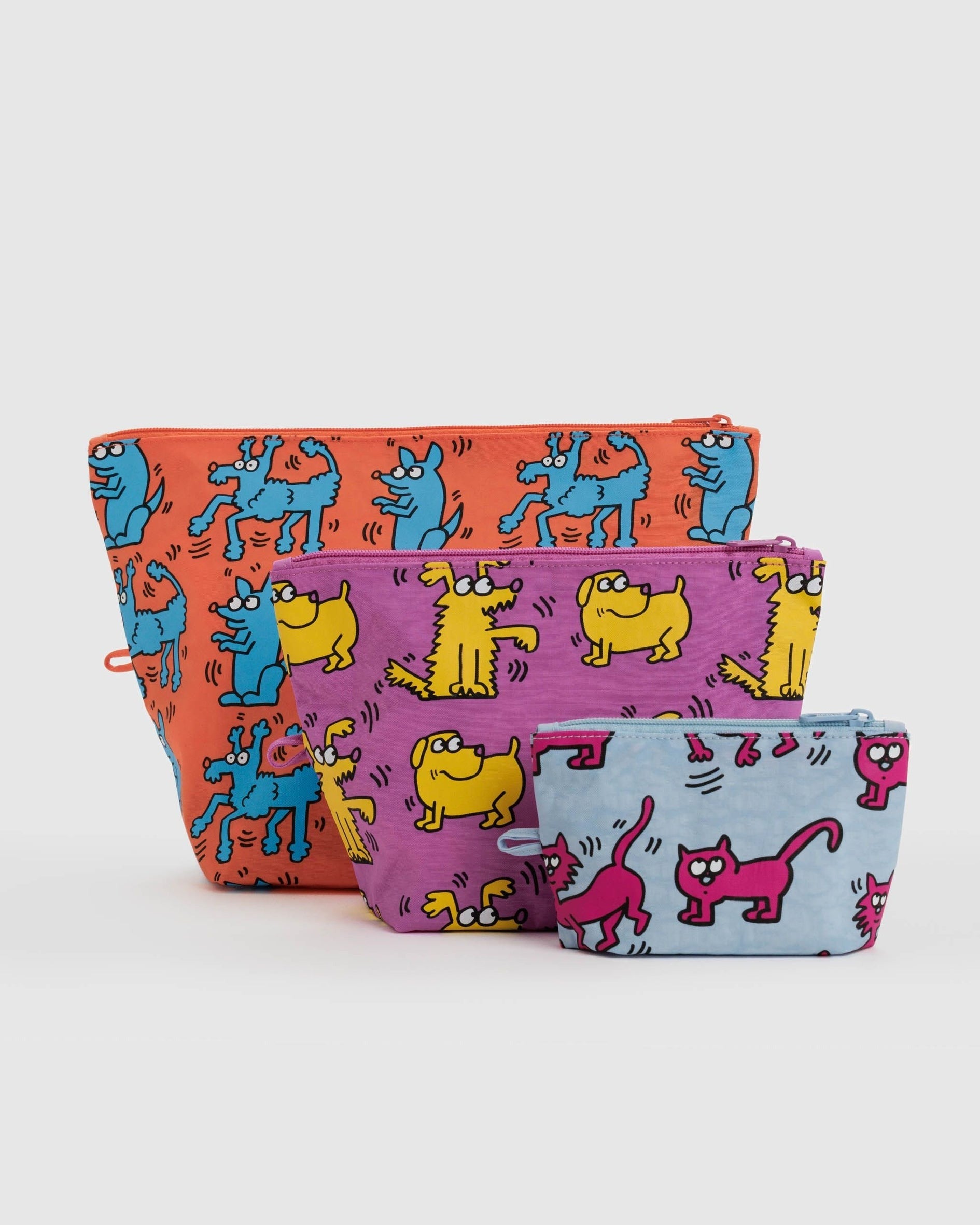 3 baggu pouches with Keith Harring prints