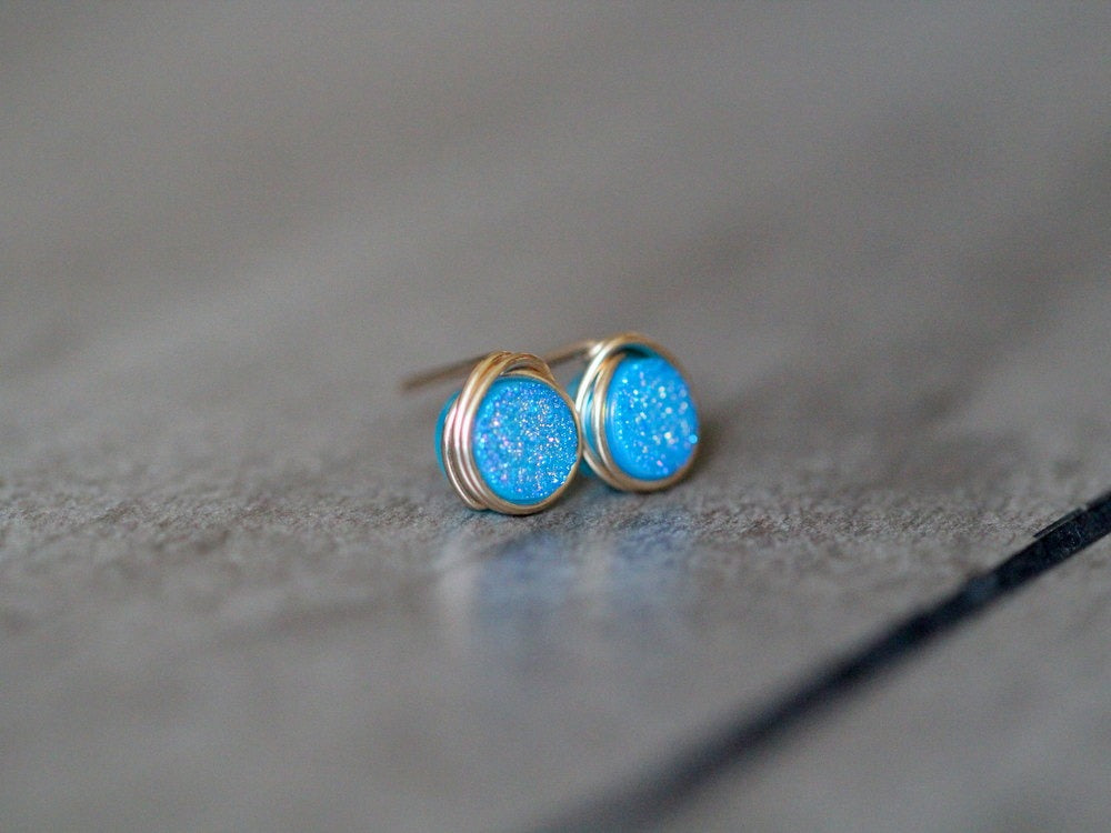 Mini Druzy Stud Earrings