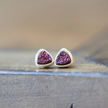 Druzy Mini Triangle Stud Earrings