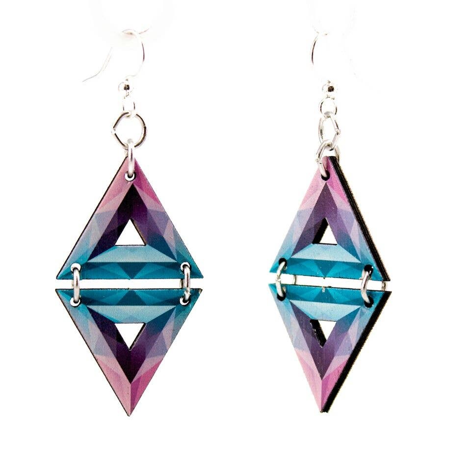 3-D Triangle Wood Earrings