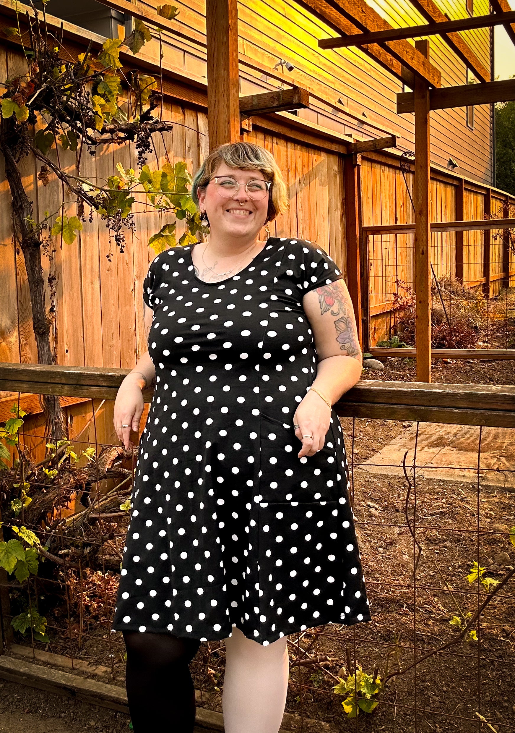 Jessica Dress in B+W Polka Dots