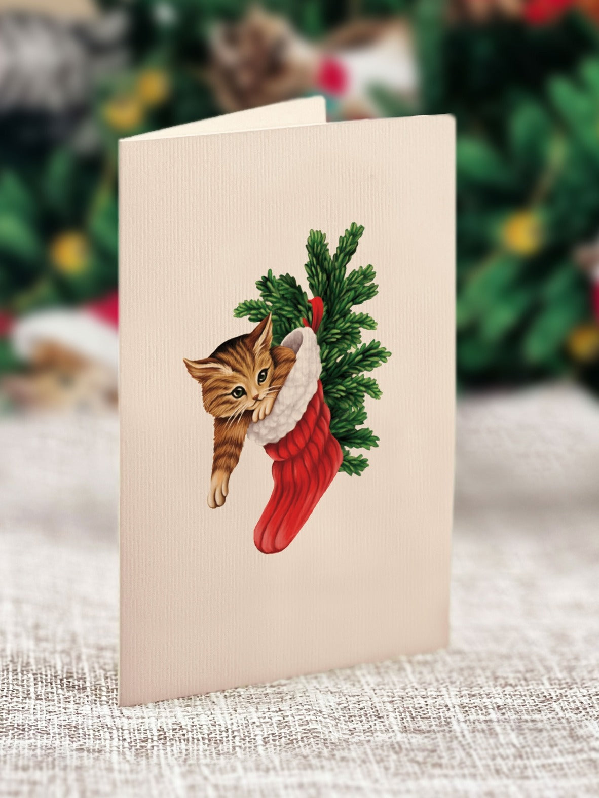 Meowy Christmas Tree Mini Pop-Up Card