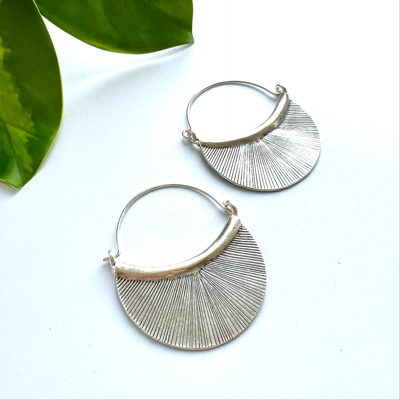 Hill Tribe Sterling Silver Etched Petal Earrings