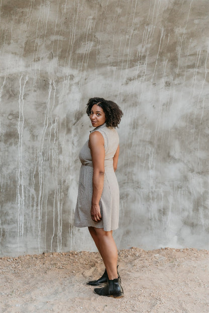 Mona Dress in Black+ Oat Check
