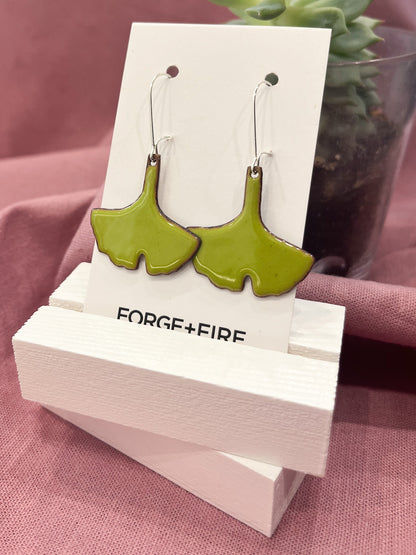 Colorful Ginkgo Enamel Earrings