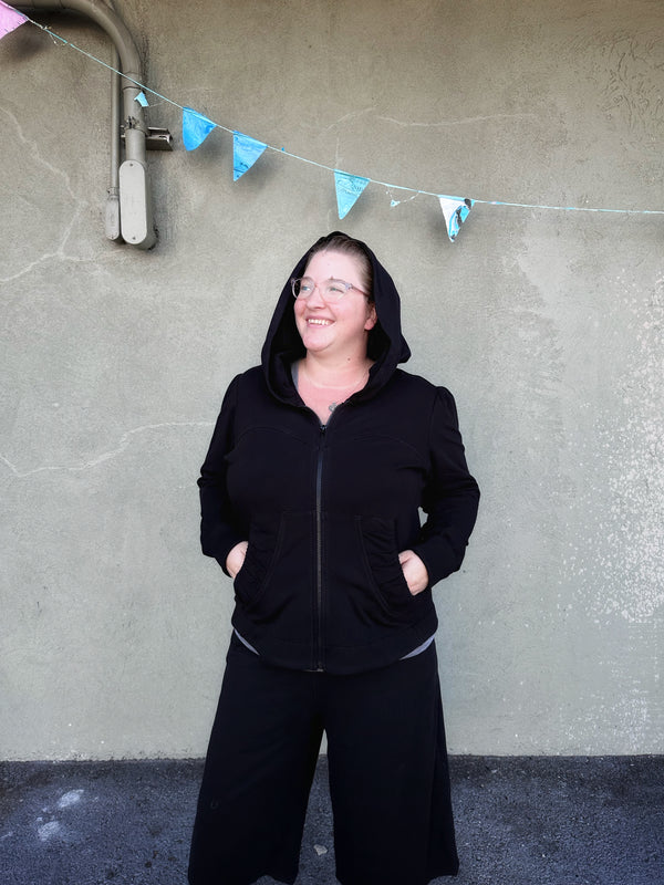 Lux Hooded Jacket in Black French Terry