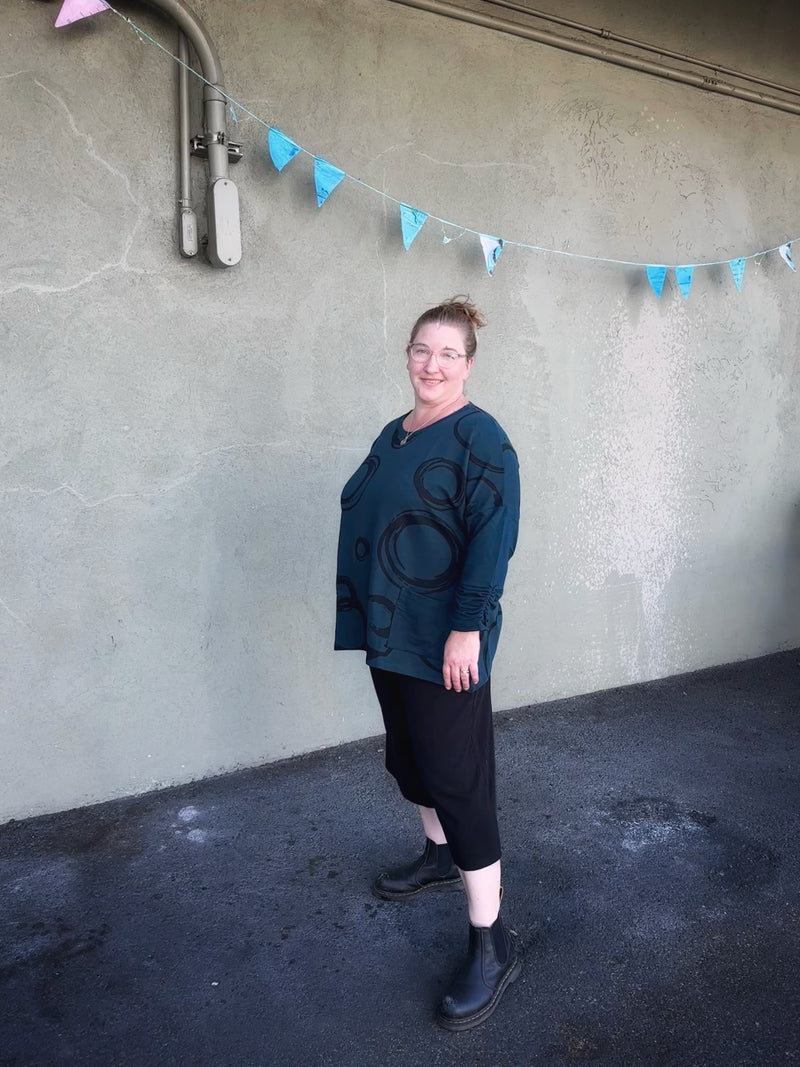 Ziggy Top in Dark Teal Print