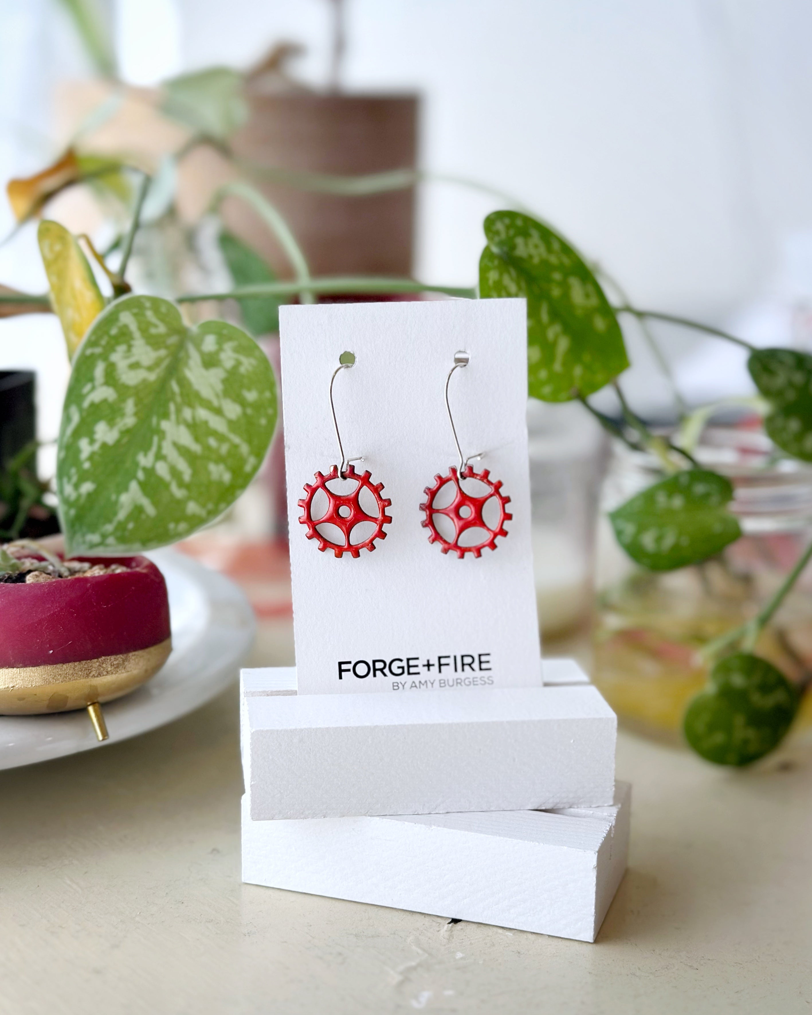 Enamel Gear Earrings