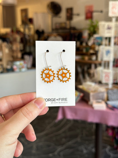 Enamel Gear Earrings