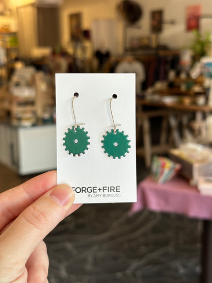 Enamel Gear Earrings