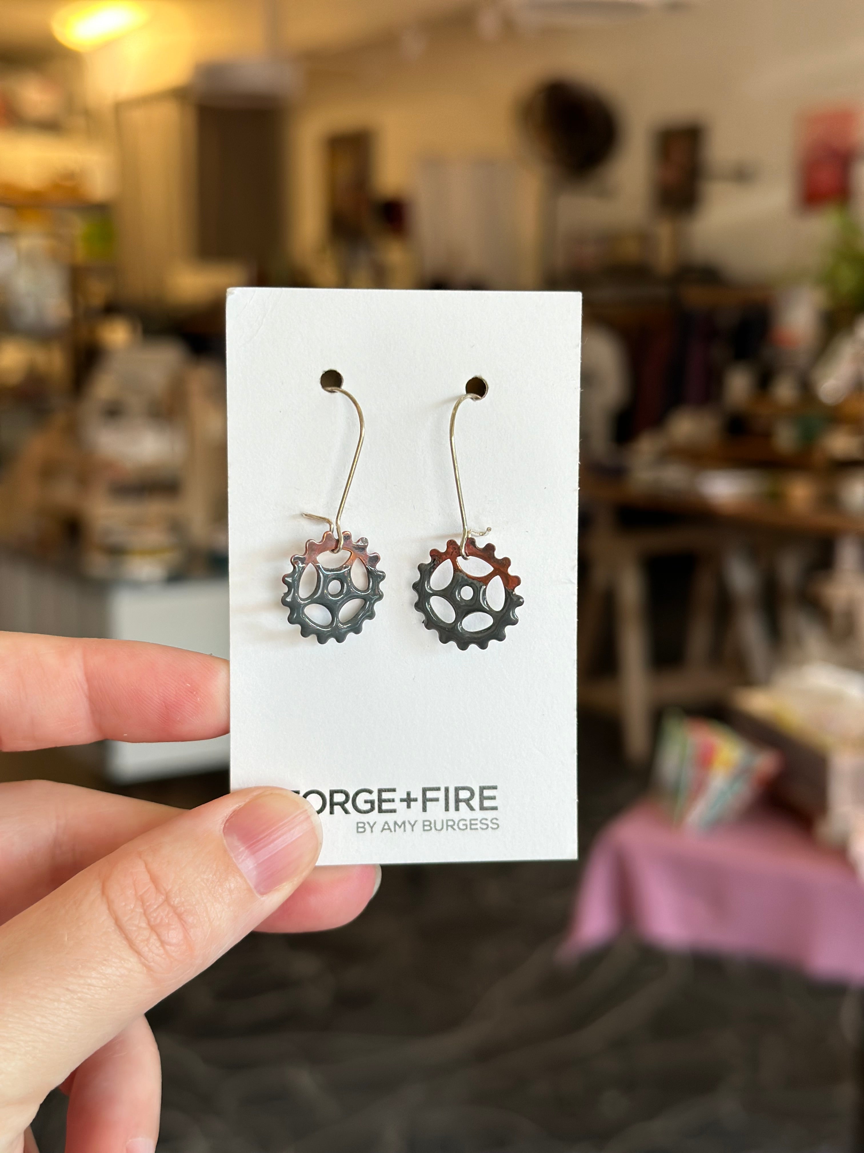 Enamel Gear Earrings