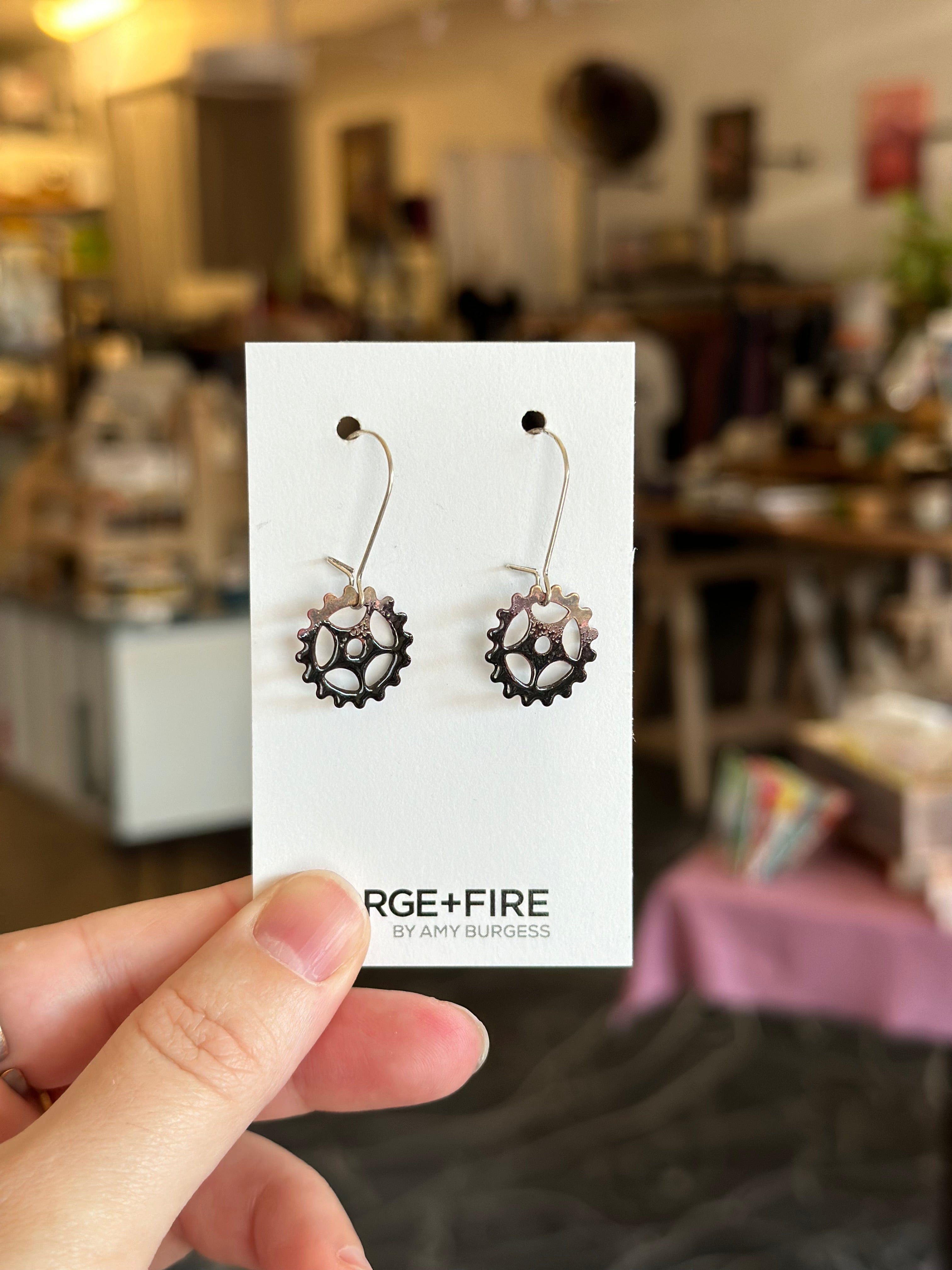 Enamel Gear Earrings