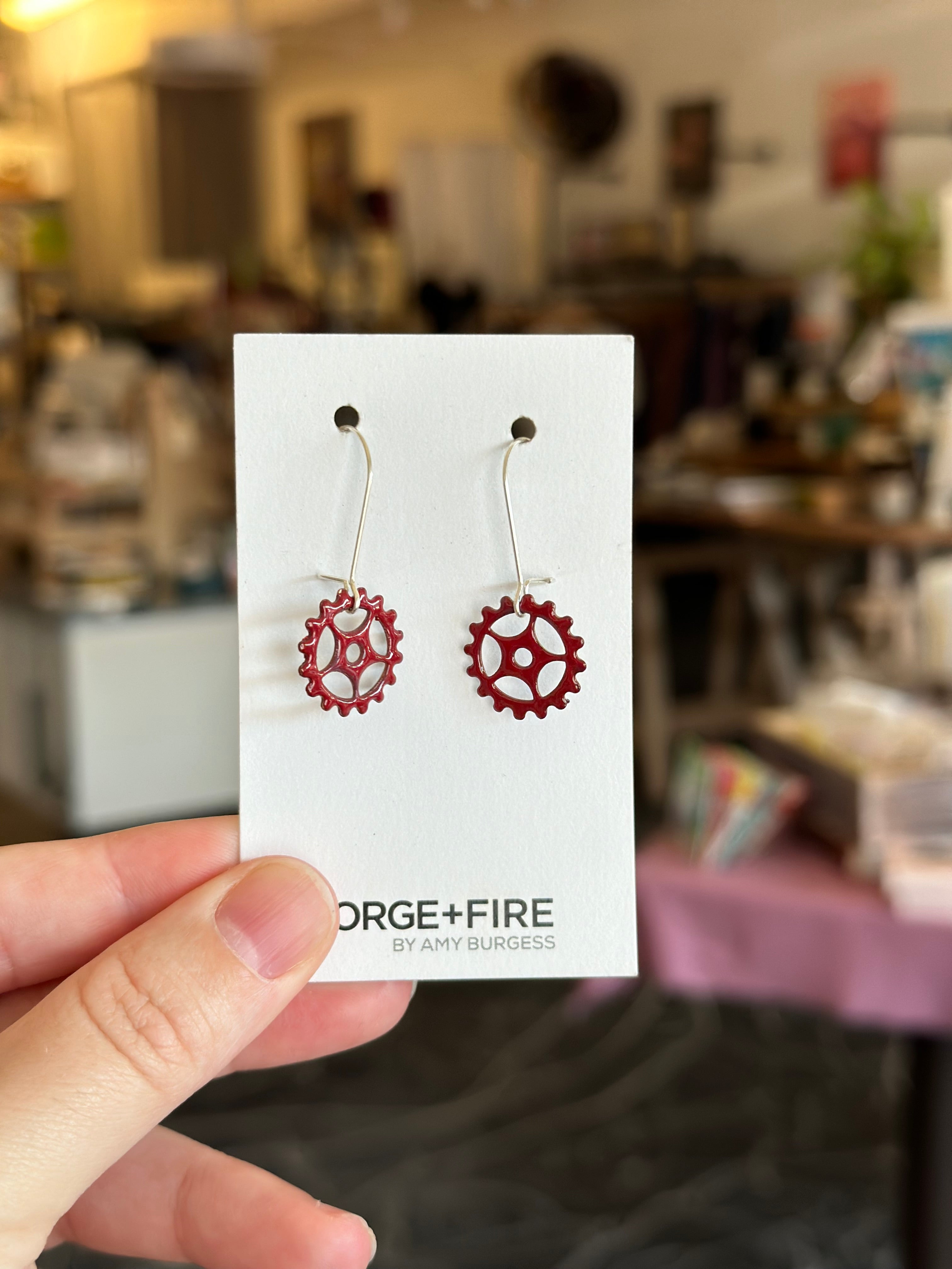 Enamel Gear Earrings