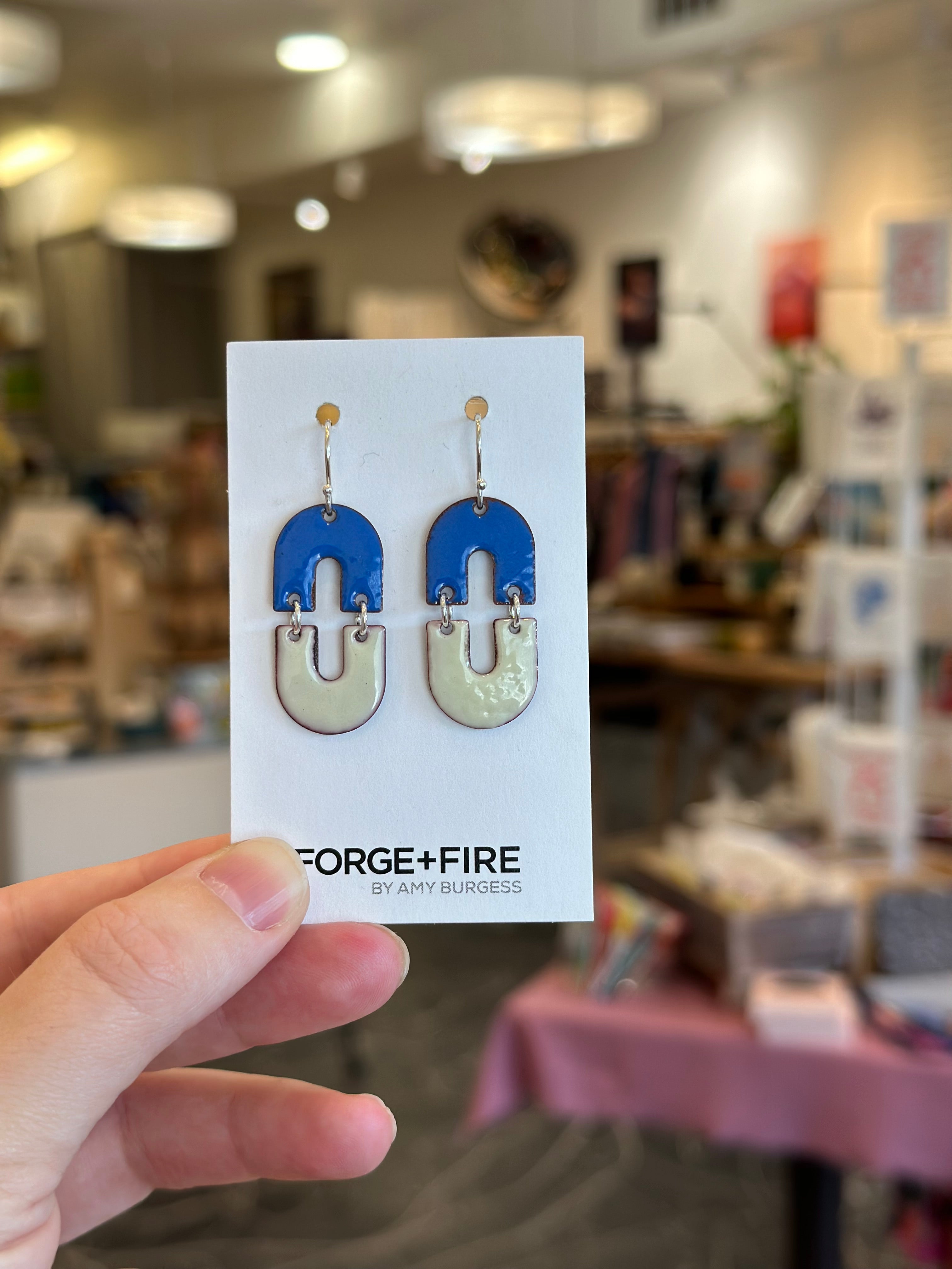 Two-Tone Enamel Link Earrings