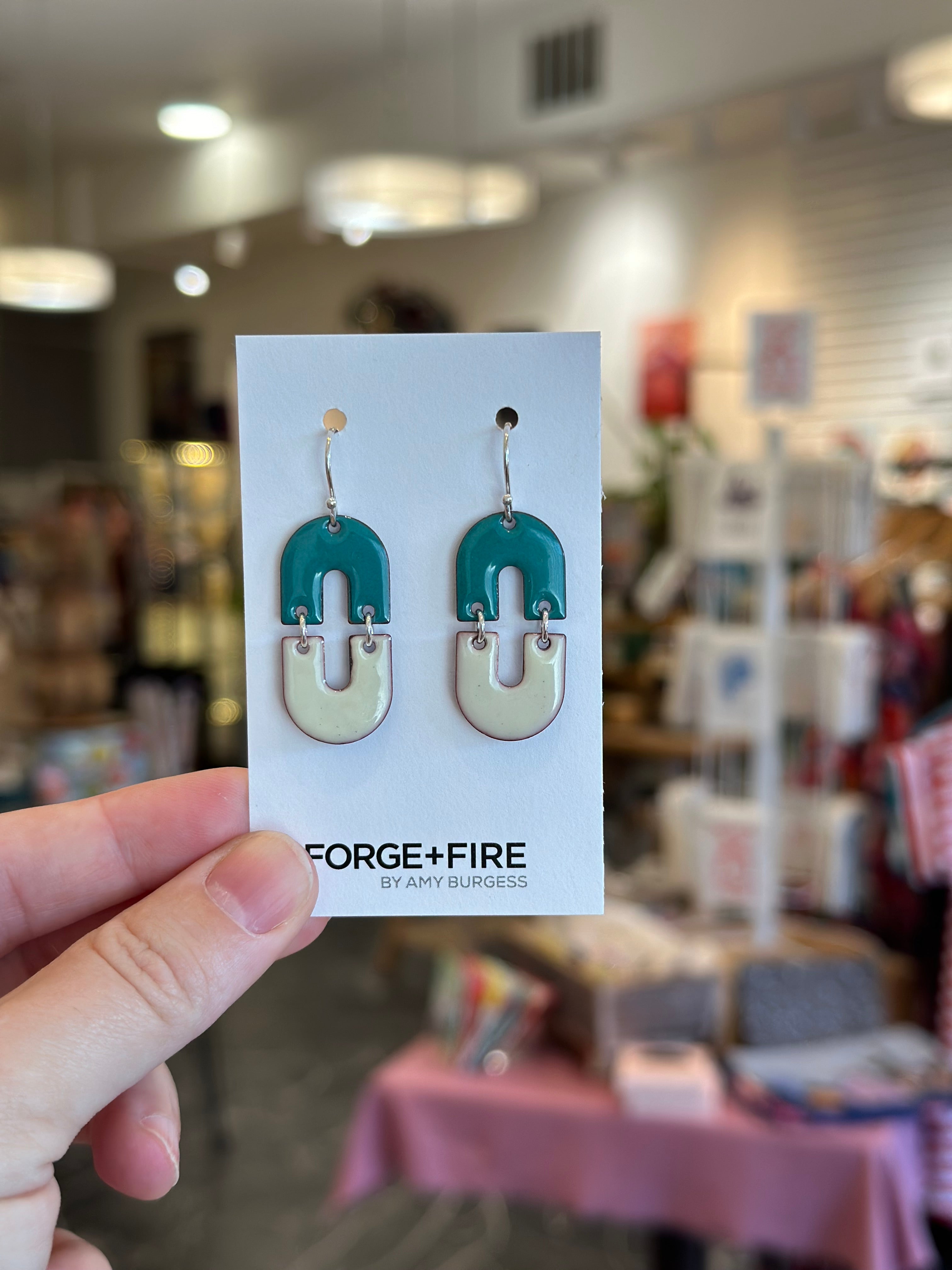 Two-Tone Enamel Link Earrings