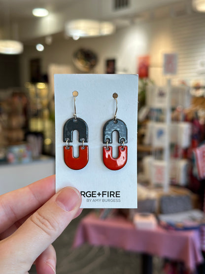 Two-Tone Enamel Link Earrings