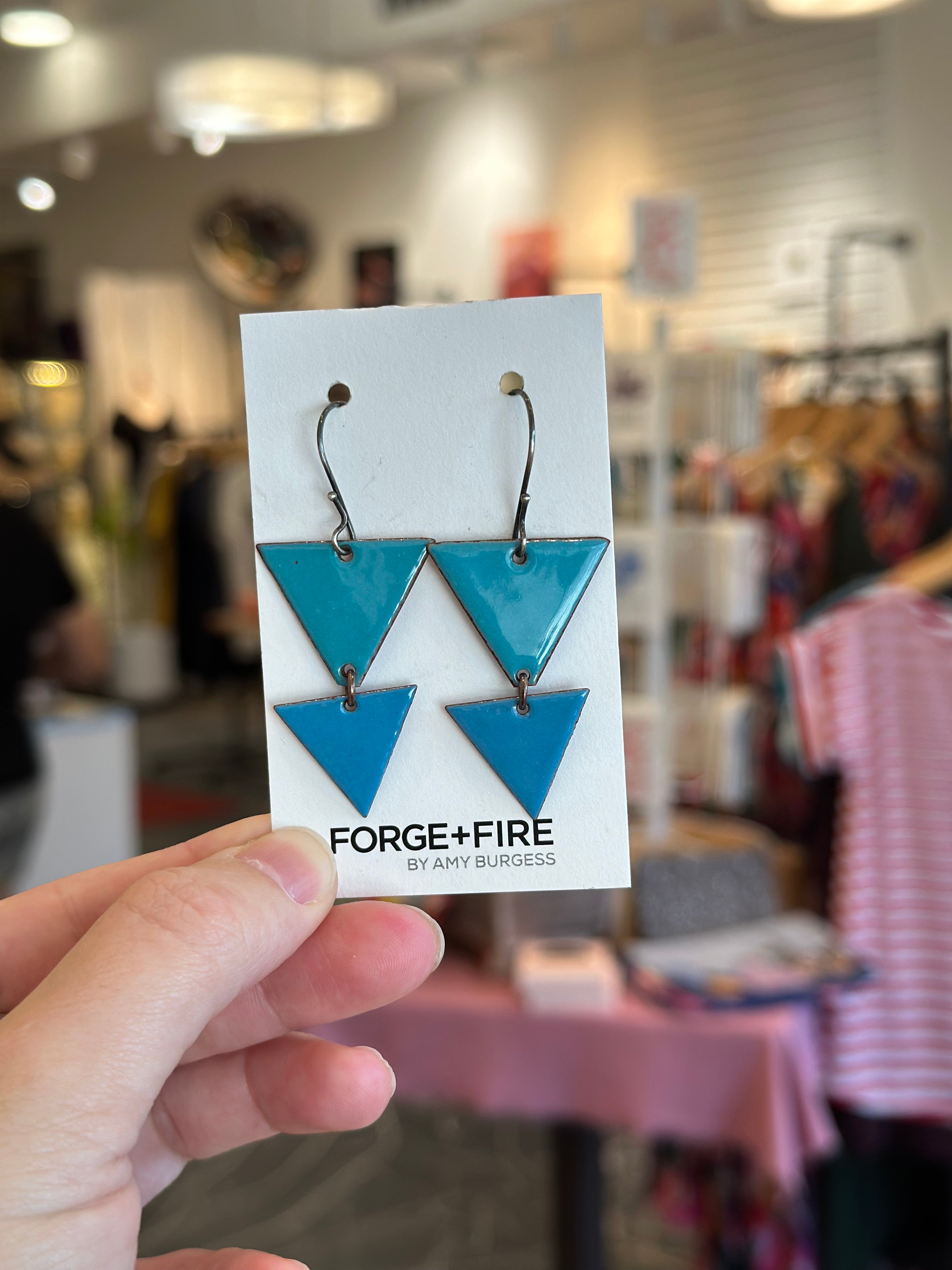 Two-Tone Enamel Triangle Earrings