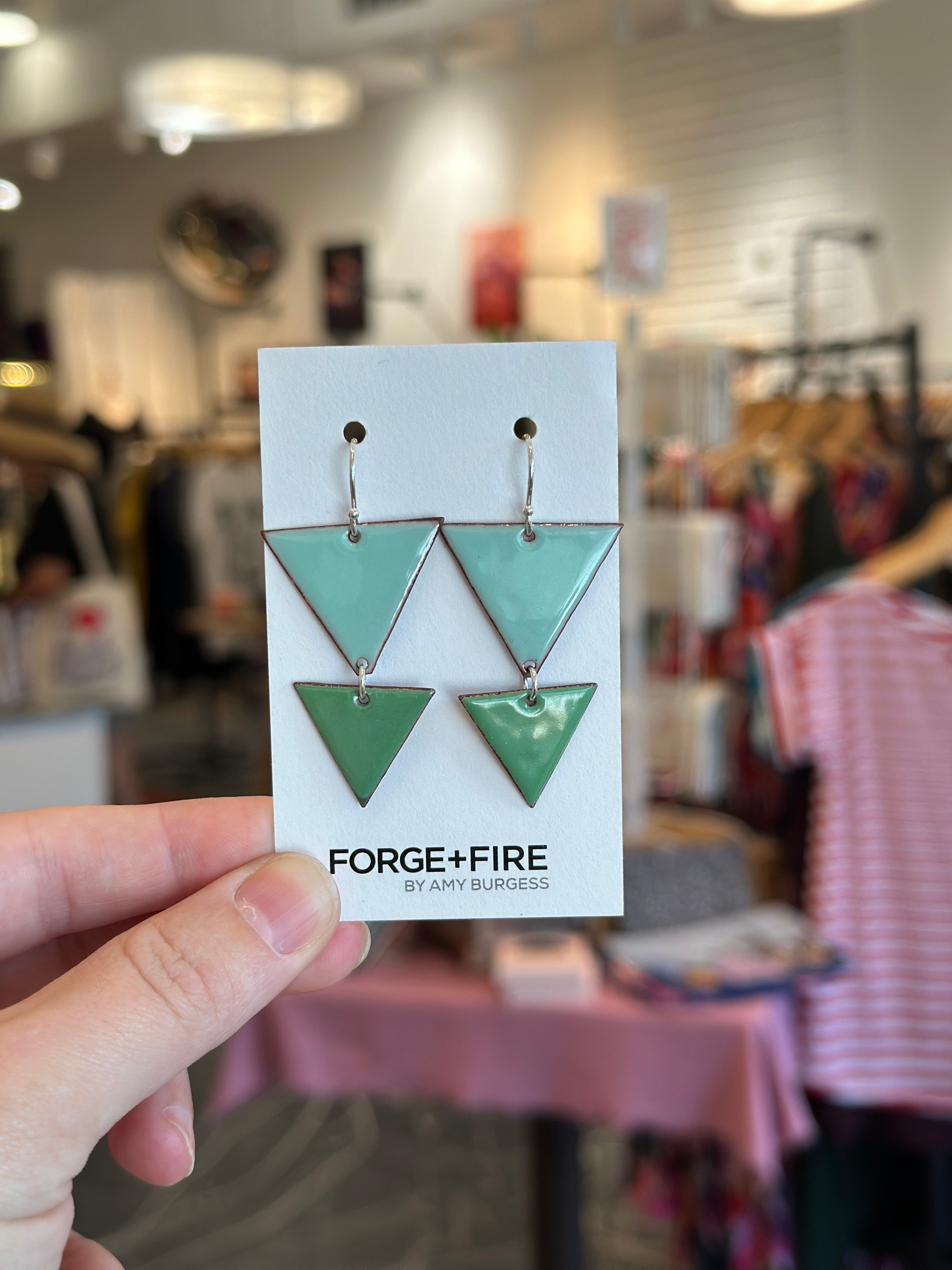 Two-Tone Enamel Triangle Earrings