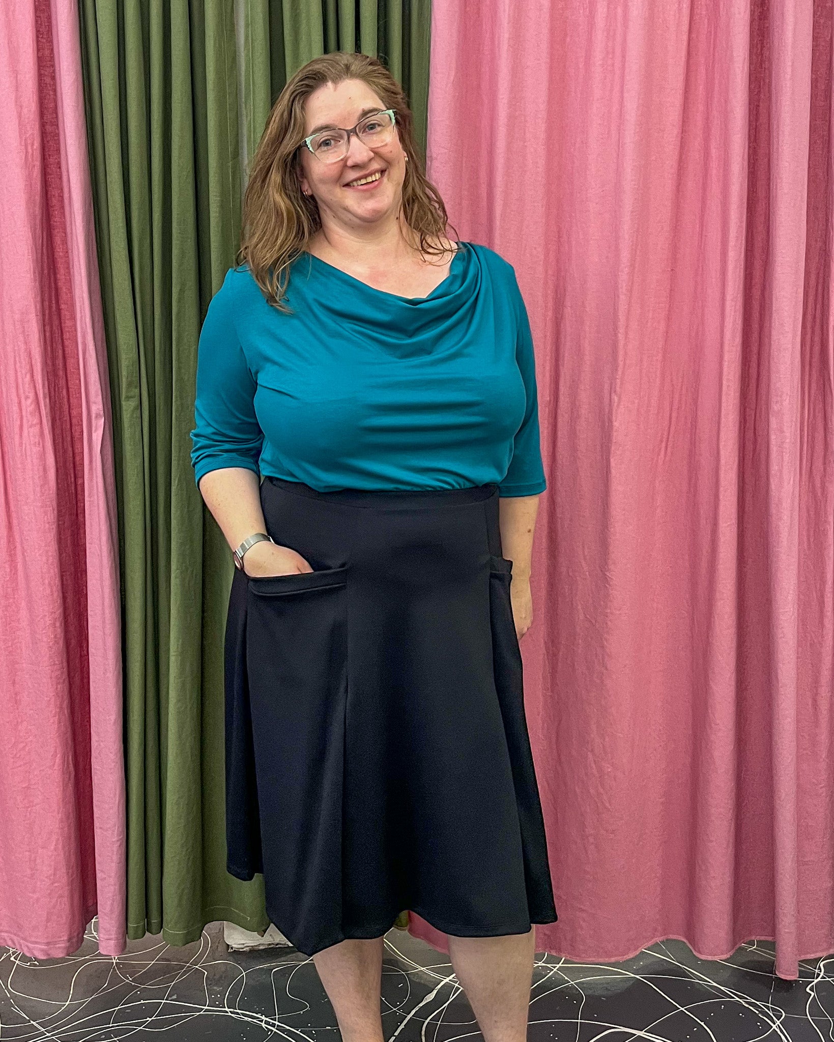 Barbara Blouse in Dark Turquoise Rayon