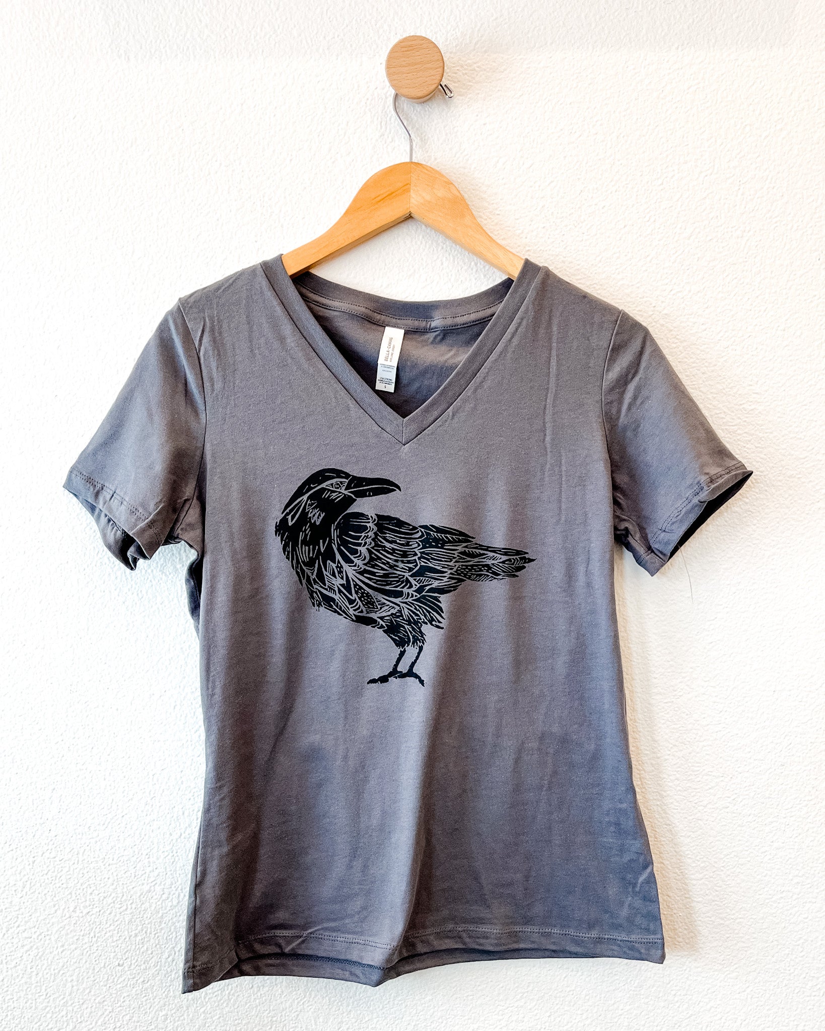 V-Neck Corvid Tee in Dark Grey