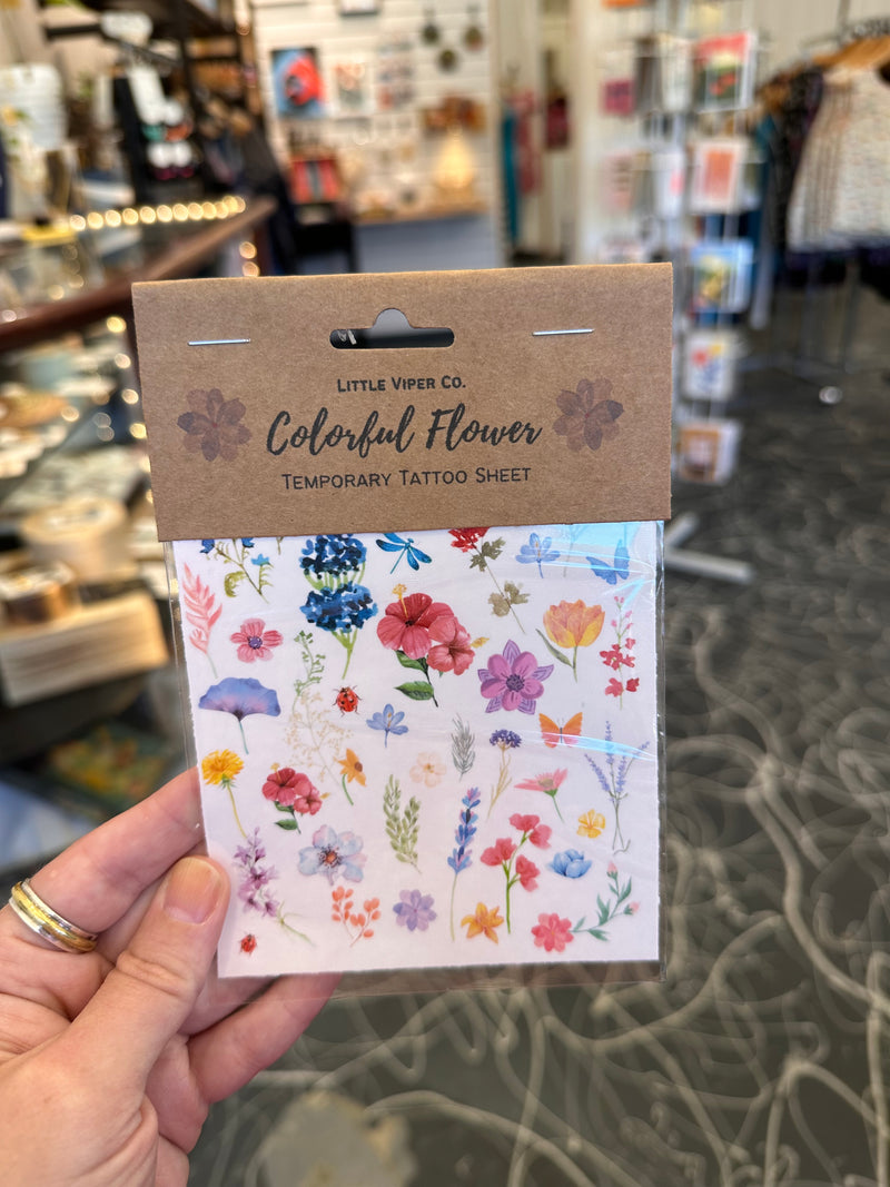 Colorful Flower Temporary Tattoos