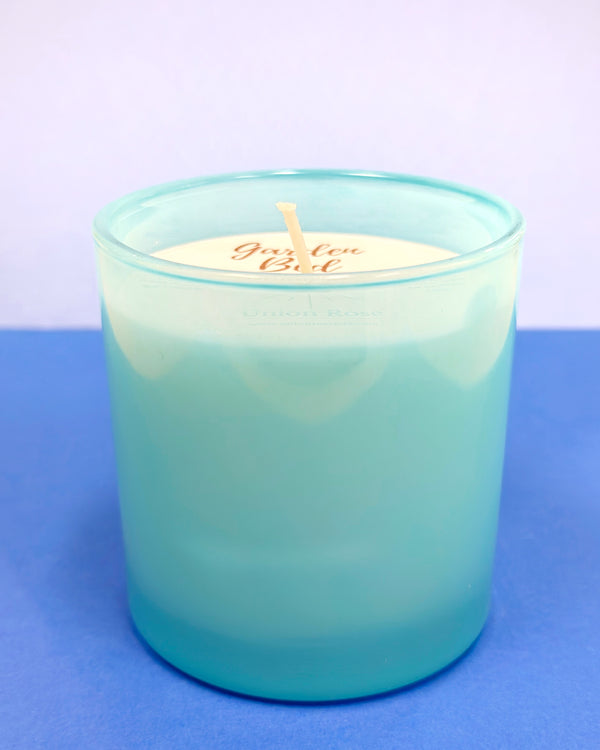 Garden Bed Soy Candle in Sky Blue Jar
