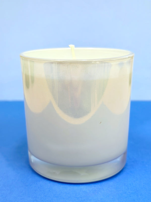Coconut Punch Soy Candle in White Iridescent Jar