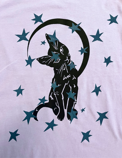 Sinister Kitty with Stars relaxed fit T-shirt