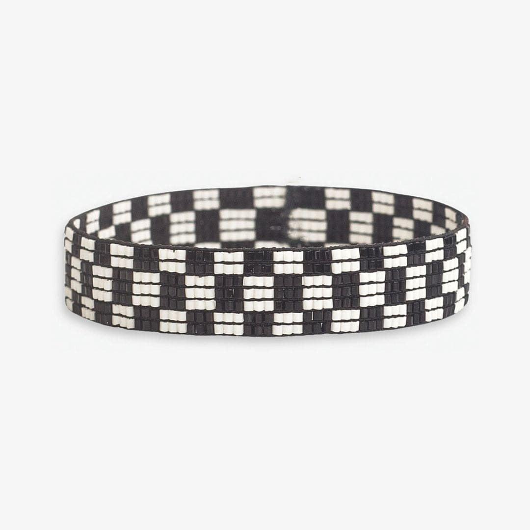 Beaded Checker Stretch Bracelet