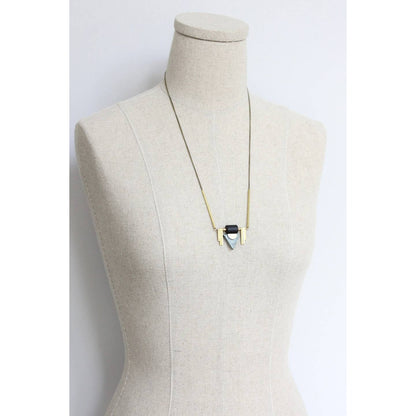 Art Deco Jasper+ Brass Long Necklace