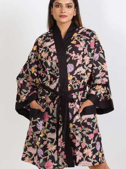 Short Cotton Robe in Prints