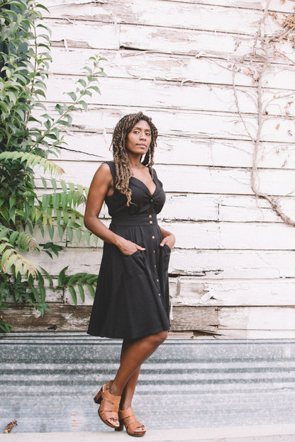 Sheet Dress in Black Challis