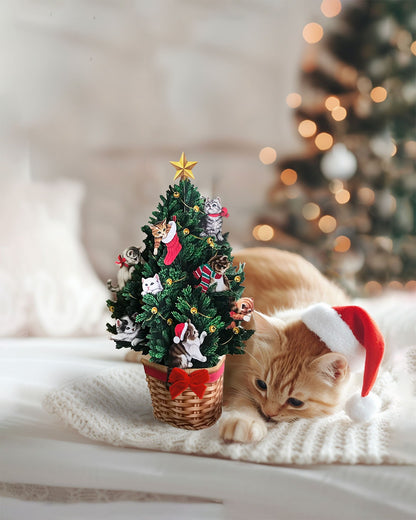 Meowy Christmas Tree Mini Pop-Up Card