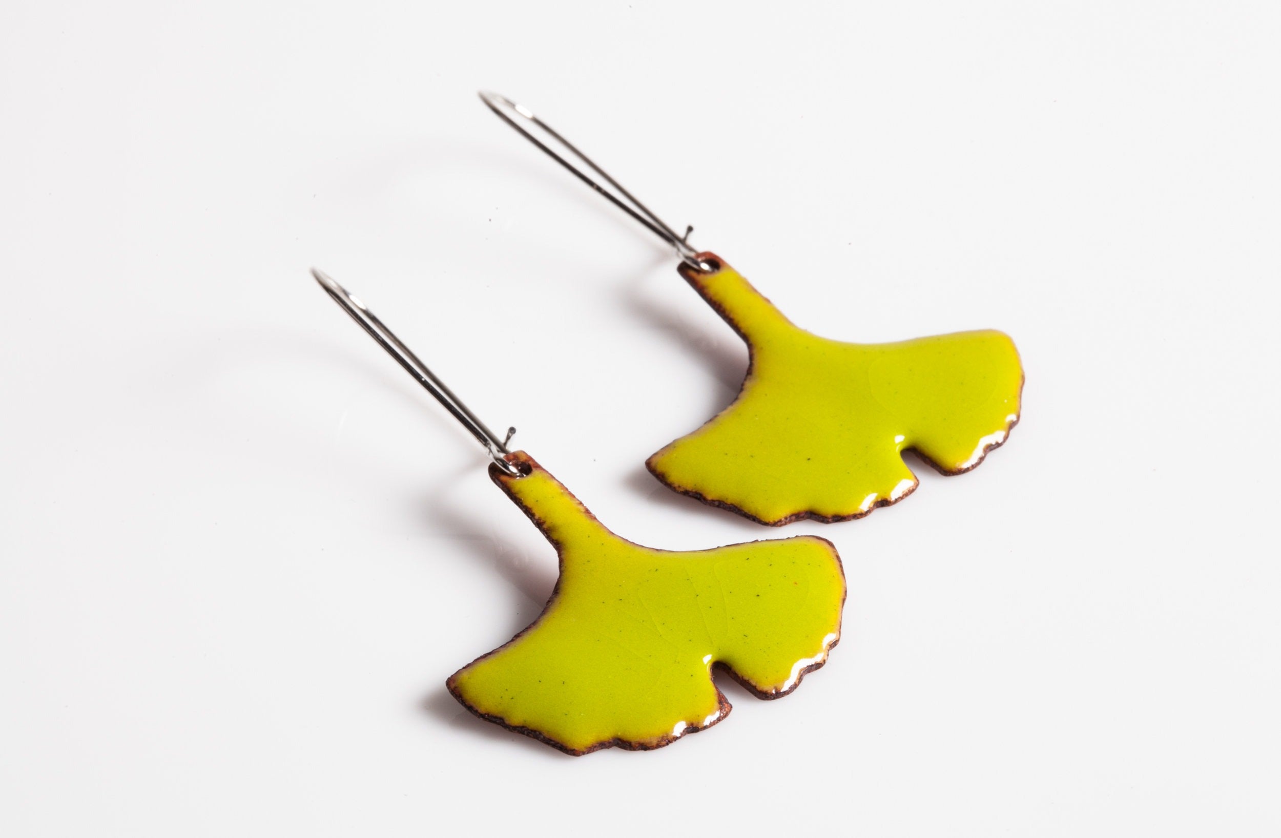 Colorful Ginkgo Enamel Earrings