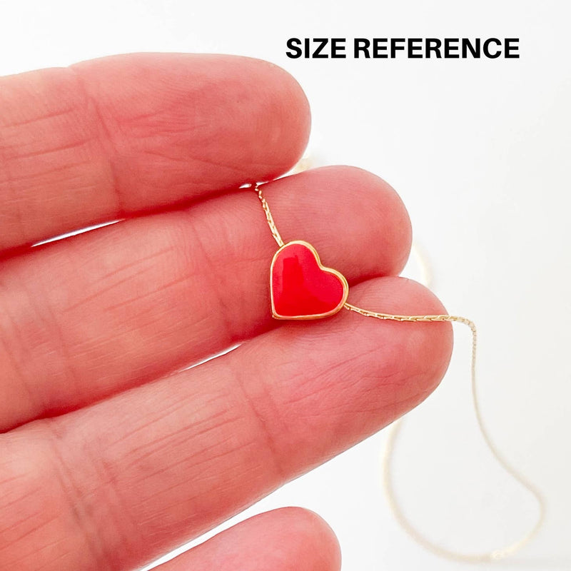 Tiny Red Heart Bead Necklace