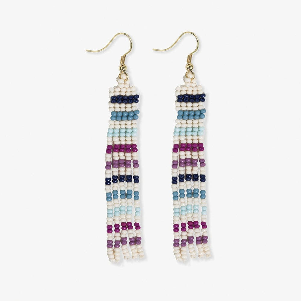 Narrow Beaded Fringe Earrings